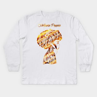Afro Beauty With Melanin Poppin In Gold Kids Long Sleeve T-Shirt